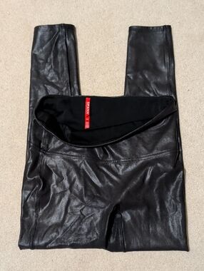 SPANX Black Faux Leather High-Waist Leggings
